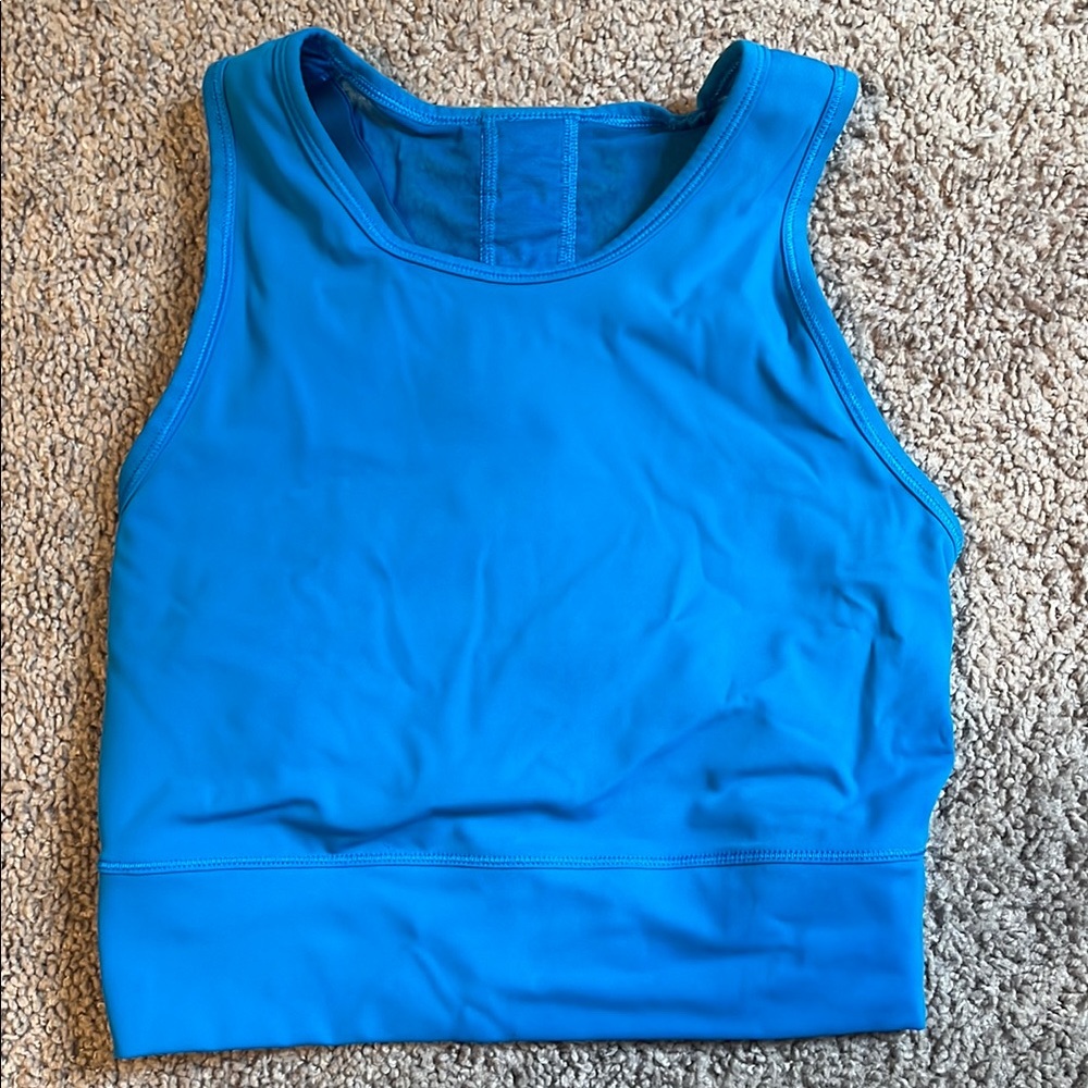 Lululemon high neck, cropped tank with built-in bra in Poolside